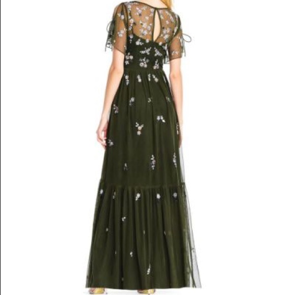 Adrianna Papell Boho Beaded Mesh Gown Size 4 - Picture 2 of 2